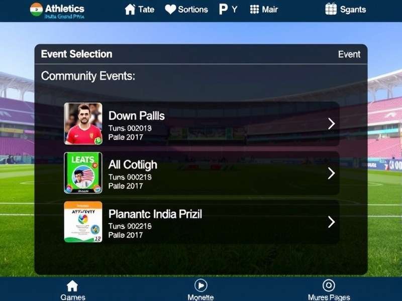 Athletics India Grand Prix Event Selection Screen